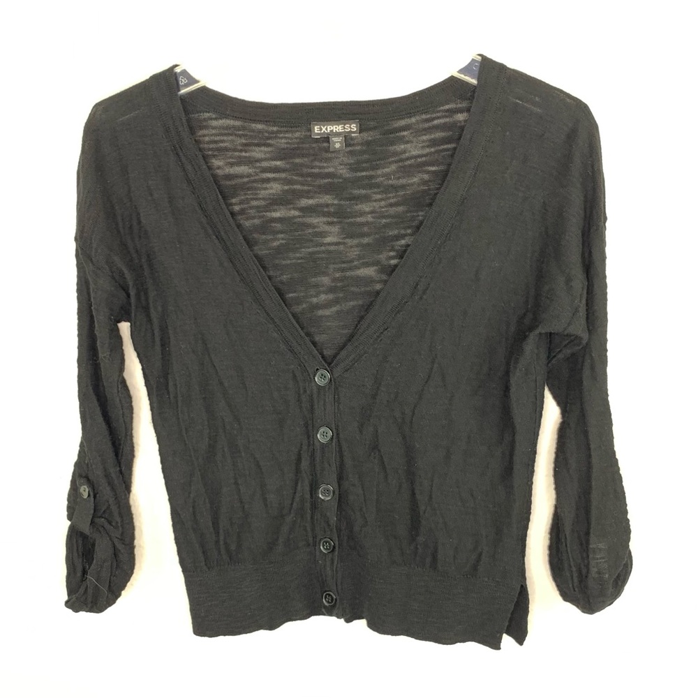 Express Black Deep V Cardigan F2 G16